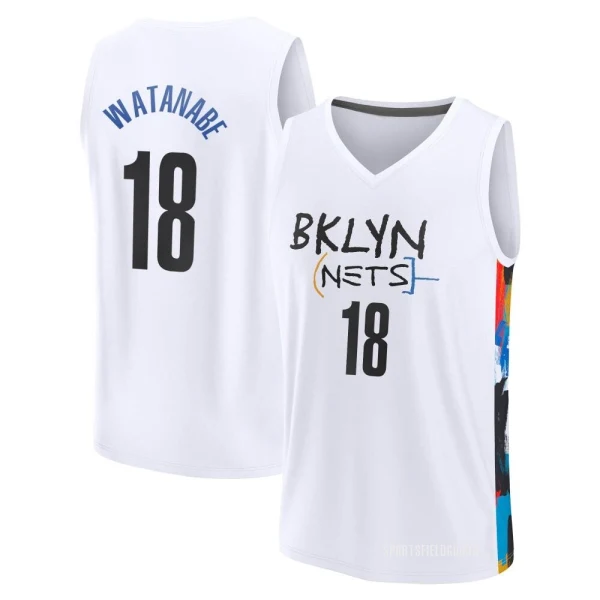 Youth Yuta Watanabe Brooklyn Nets White Fast Break 2022/23 City Edition Jersey