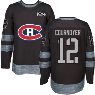 Youth Yvan Cournoyer Montreal Canadiens Black Authentic 1917-2017 100th Anniversary Jersey