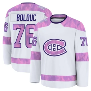Youth Zack Bolduc Montreal Canadiens White Premium 2024 Hockey Fights Cancer Practice Jersey