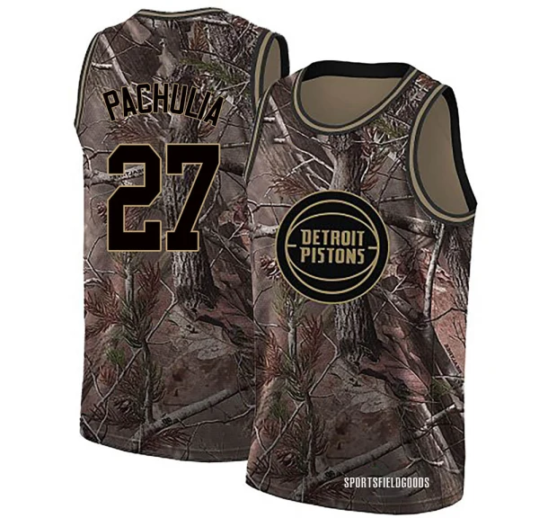 Youth Zaza Pachulia Detroit Pistons Camo Swingman Realtree Collection Jersey