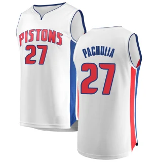 Youth Zaza Pachulia Detroit Pistons White Fast Break Jersey - Association Edition
