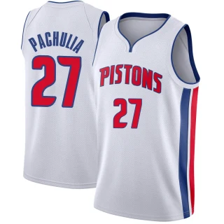 Youth Zaza Pachulia Detroit Pistons White Swingman Jersey - Association Edition