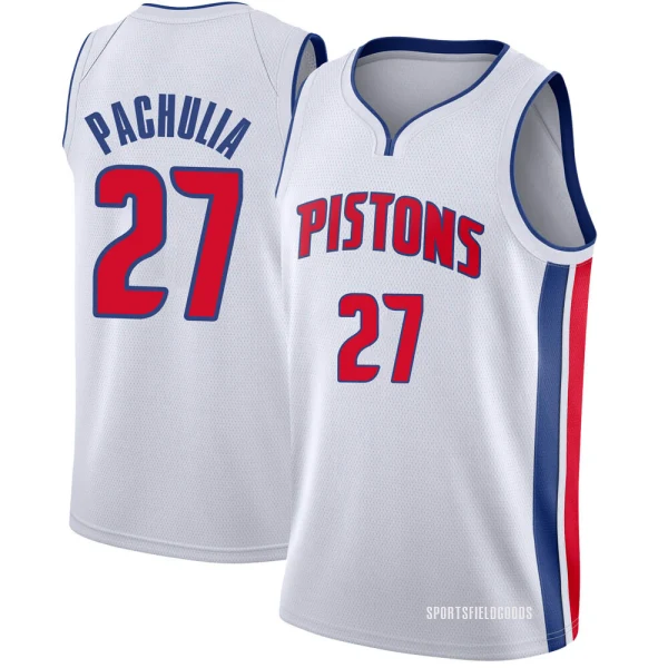 Youth Zaza Pachulia Detroit Pistons White Swingman Jersey - Association Edition
