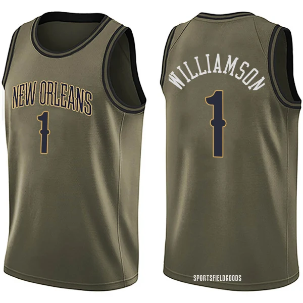 Youth Zion Williamson New Orleans Pelicans Green Swingman Salute to Service Jersey